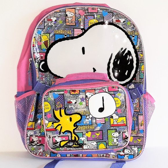 Bioworld + Peanuts Medium Backpack - Snoopy On Top House Sleeping - NWT Snoopy Peanuts Backpack Bioworld Red and Black Limited  main image 2